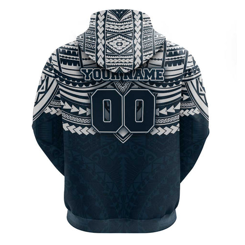 Personalized Carlton Blues Hoodie Polynesian Tribal Pattern Heritage Football