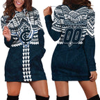 Personalized Carlton Blues Hoodie Dress Polynesian Tribal Pattern Heritage Football