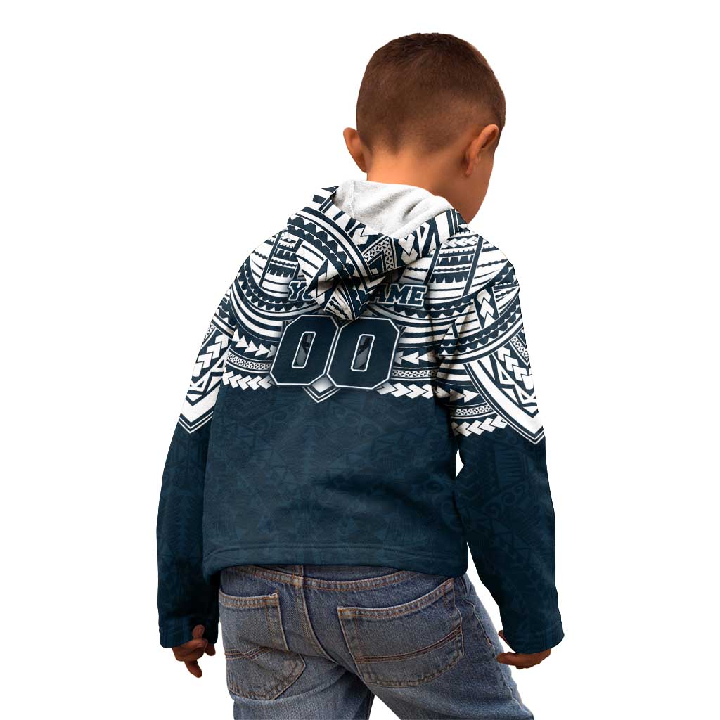 Personalized Carlton Blues Kid Hoodie Polynesian Tribal Pattern Heritage Football