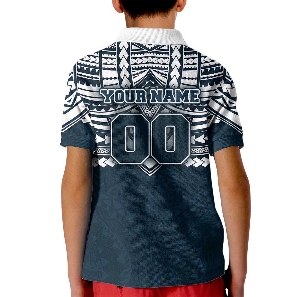 Personalized Carlton Blues Kid Polo Shirt Polynesian Tribal Pattern Heritage Football