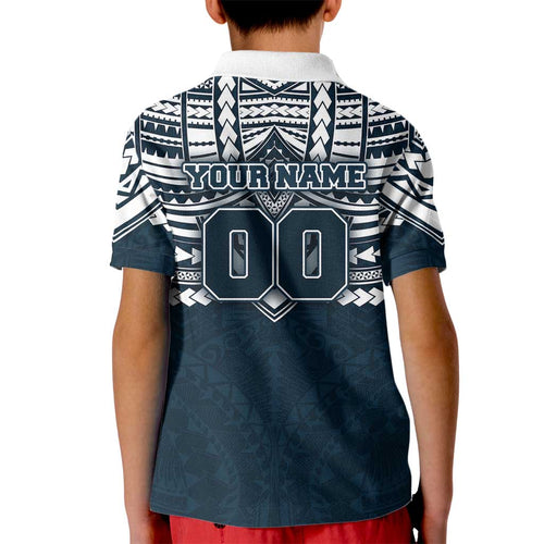 Personalized Carlton Blues Kid Polo Shirt Polynesian Tribal Pattern Heritage Football