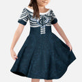 Personalized Carlton Blues Kid Short Sleeve Dress Polynesian Tribal Pattern Heritage Football