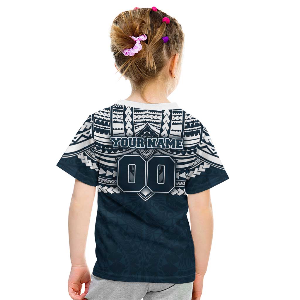 Personalized Carlton Blues Kid T Shirt Polynesian Tribal Pattern Heritage Football