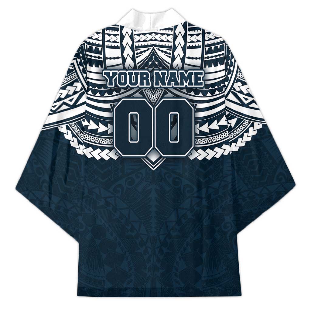 Personalized Carlton Blues Kimono Polynesian Tribal Pattern Heritage Football