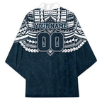 Personalized Carlton Blues Kimono Polynesian Tribal Pattern Heritage Football