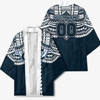 Personalized Carlton Blues Kimono Polynesian Tribal Pattern Heritage Football