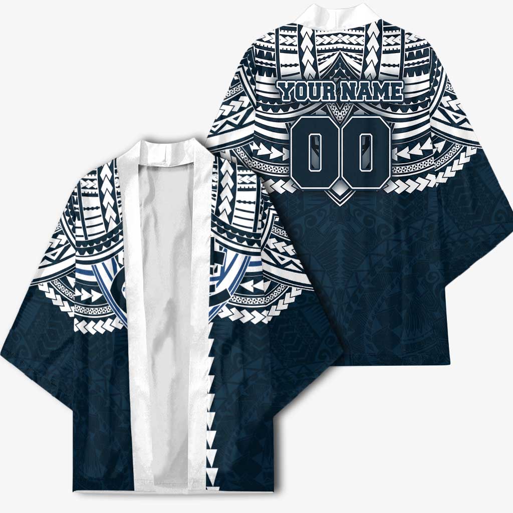 Personalized Carlton Blues Kimono Polynesian Tribal Pattern Heritage Football