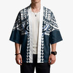 Personalized Carlton Blues Kimono Polynesian Tribal Pattern Heritage Football