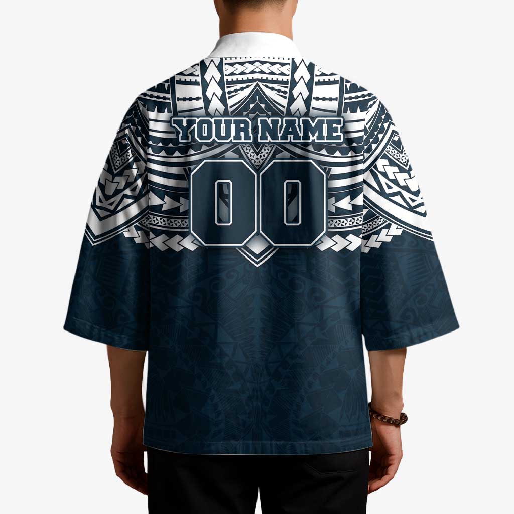 Personalized Carlton Blues Kimono Polynesian Tribal Pattern Heritage Football