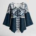 Personalized Carlton Blues Kimono Sleeve Blouse Polynesian Tribal Pattern Heritage Football
