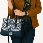 Personalized Carlton Blues Leather Bag Polynesian Tribal Pattern Heritage Football