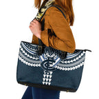 Personalized Carlton Blues Leather Tote Bag Polynesian Tribal Pattern Heritage Football