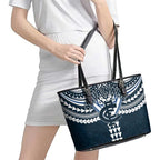 Personalized Carlton Blues Leather Tote Bag Polynesian Tribal Pattern Heritage Football