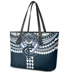 Personalized Carlton Blues Leather Tote Bag Polynesian Tribal Pattern Heritage Football
