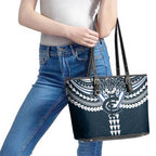 Personalized Carlton Blues Leather Tote Bag Polynesian Tribal Pattern Heritage Football