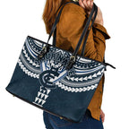 Personalized Carlton Blues Leather Tote Bag Polynesian Tribal Pattern Heritage Football