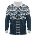 Personalized Carlton Blues Long Sleeve Polo Shirt Polynesian Tribal Pattern Heritage Football