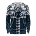 Personalized Carlton Blues Long Sleeve Shirt Polynesian Tribal Pattern Heritage Football