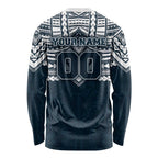 Personalized Carlton Blues Long Sleeve Shirt Polynesian Tribal Pattern Heritage Football