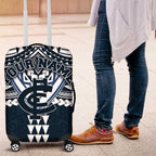 Personalized Carlton Blues Luggage Cover Polynesian Tribal Pattern Heritage Football