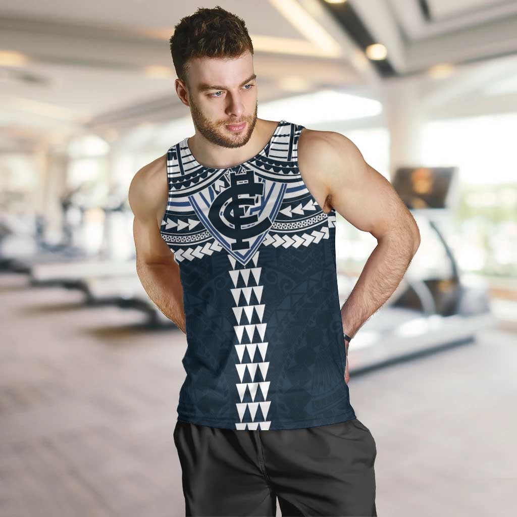 Personalized Carlton Blues Men Tank Top Polynesian Tribal Pattern Heritage Football