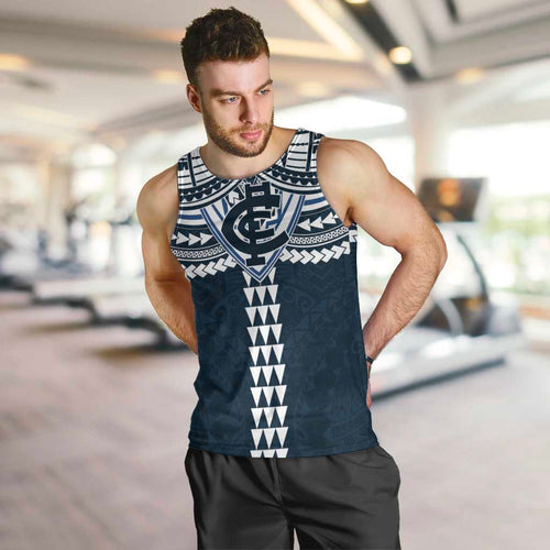 Personalized Carlton Blues Men Tank Top Polynesian Tribal Pattern Heritage Football