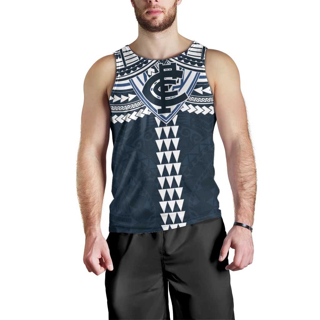 Personalized Carlton Blues Men Tank Top Polynesian Tribal Pattern Heritage Football