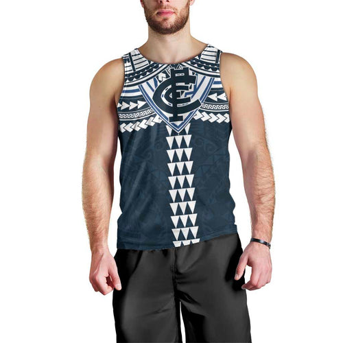 Personalized Carlton Blues Men Tank Top Polynesian Tribal Pattern Heritage Football