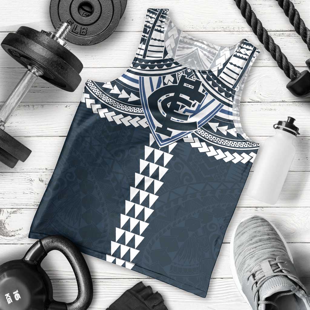 Personalized Carlton Blues Men Tank Top Polynesian Tribal Pattern Heritage Football