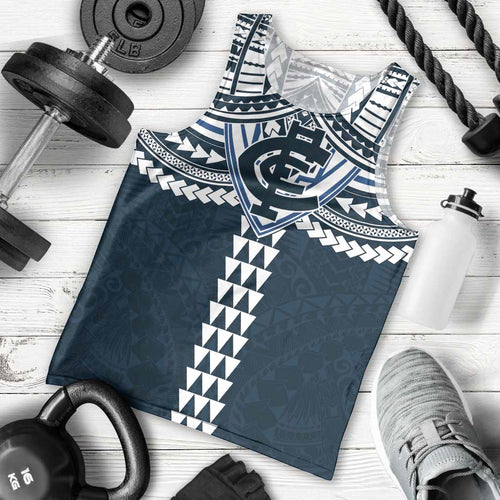 Personalized Carlton Blues Men Tank Top Polynesian Tribal Pattern Heritage Football