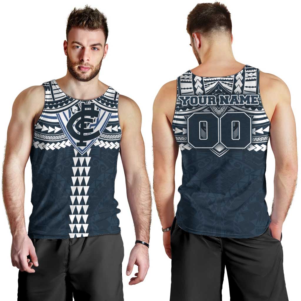 Personalized Carlton Blues Men Tank Top Polynesian Tribal Pattern Heritage Football