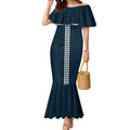 Personalized Carlton Blues Mermaid Dress Polynesian Tribal Pattern Heritage Football