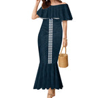 Personalized Carlton Blues Mermaid Dress Polynesian Tribal Pattern Heritage Football