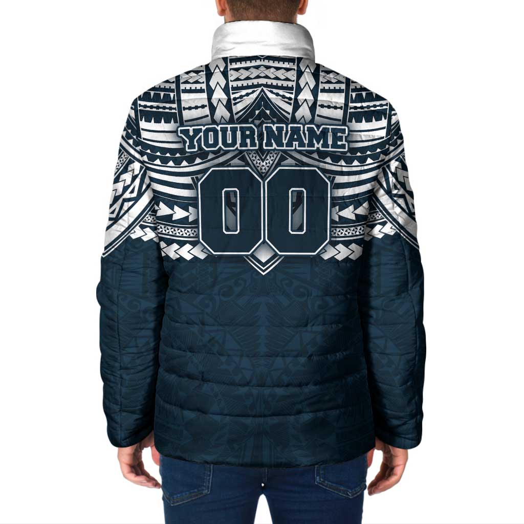 Personalized Carlton Blues Padded Jacket Polynesian Tribal Pattern Heritage Football