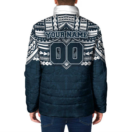 Personalized Carlton Blues Padded Jacket Polynesian Tribal Pattern Heritage Football