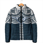 Personalized Carlton Blues Padded Jacket Polynesian Tribal Pattern Heritage Football
