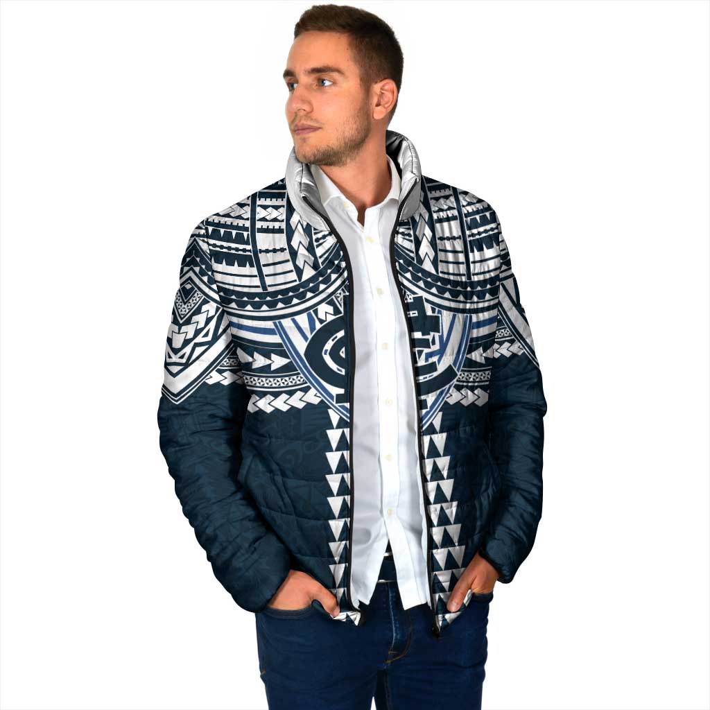 Personalized Carlton Blues Padded Jacket Polynesian Tribal Pattern Heritage Football