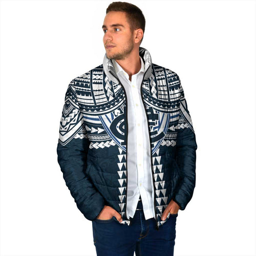 Personalized Carlton Blues Padded Jacket Polynesian Tribal Pattern Heritage Football