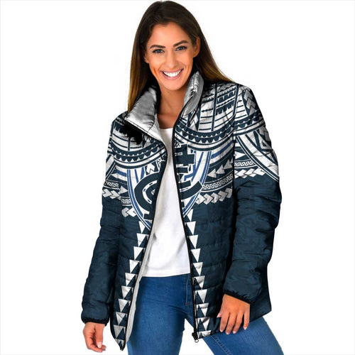 Personalized Carlton Blues Padded Jacket Polynesian Tribal Pattern Heritage Football