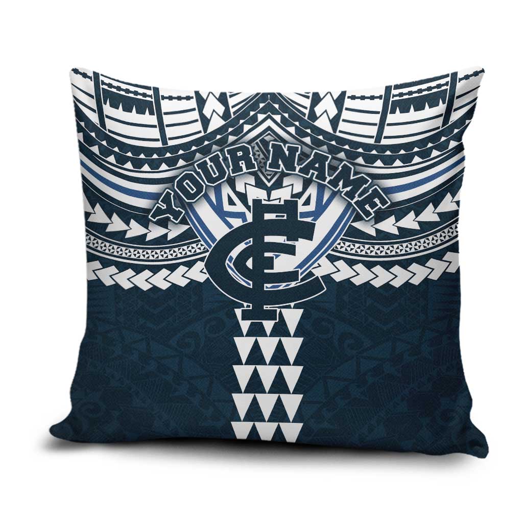 Personalized Carlton Blues Pillow Cover Polynesian Tribal Pattern Heritage Football