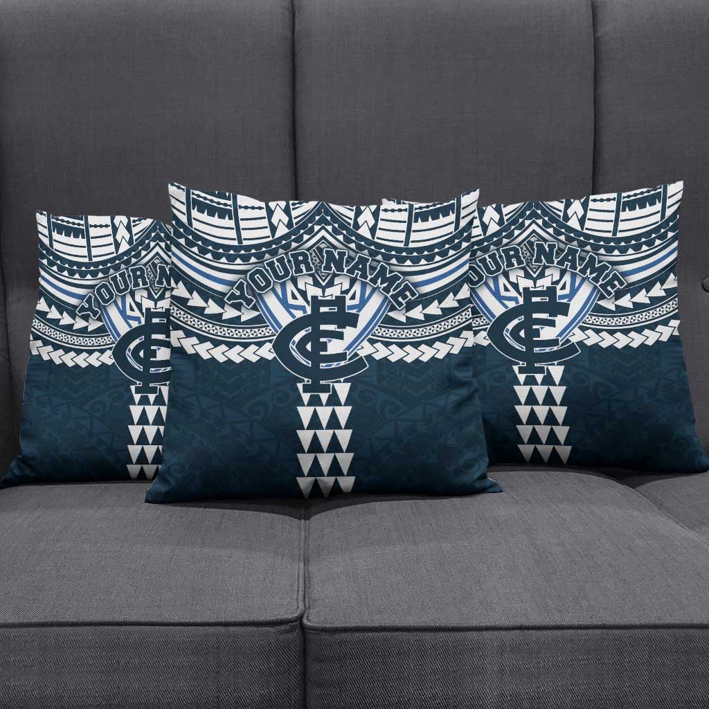 Personalized Carlton Blues Pillow Cover Polynesian Tribal Pattern Heritage Football