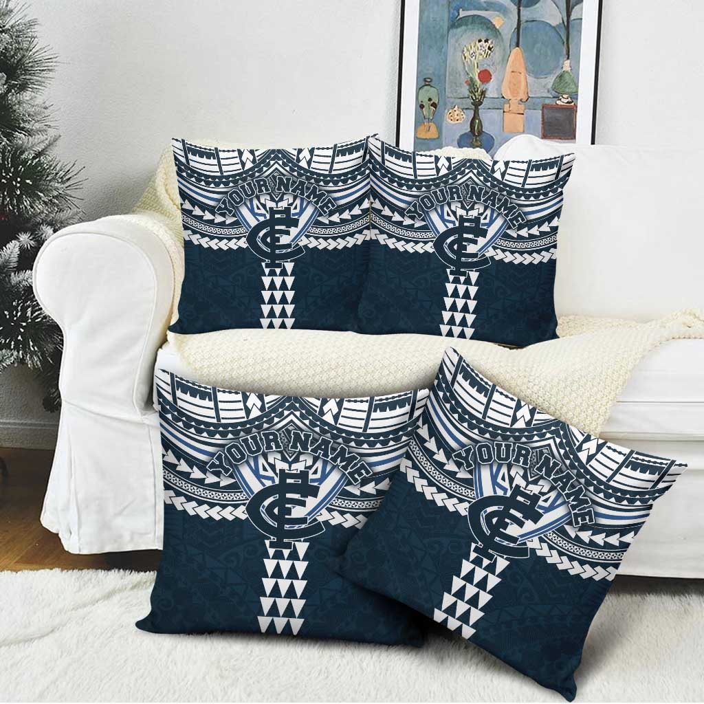 Personalized Carlton Blues Pillow Cover Polynesian Tribal Pattern Heritage Football