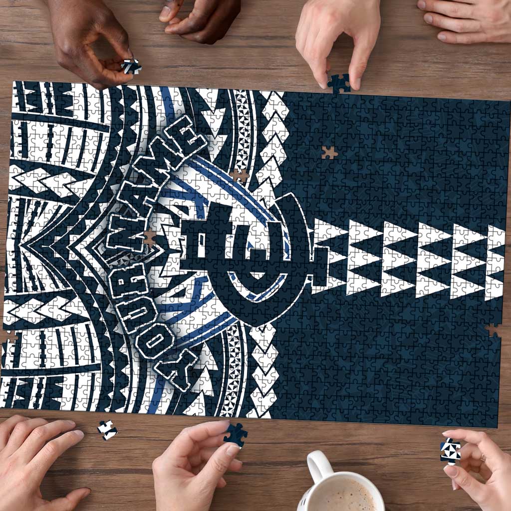 Personalized Carlton Blues Puzzle Polynesian Tribal Pattern Heritage Football