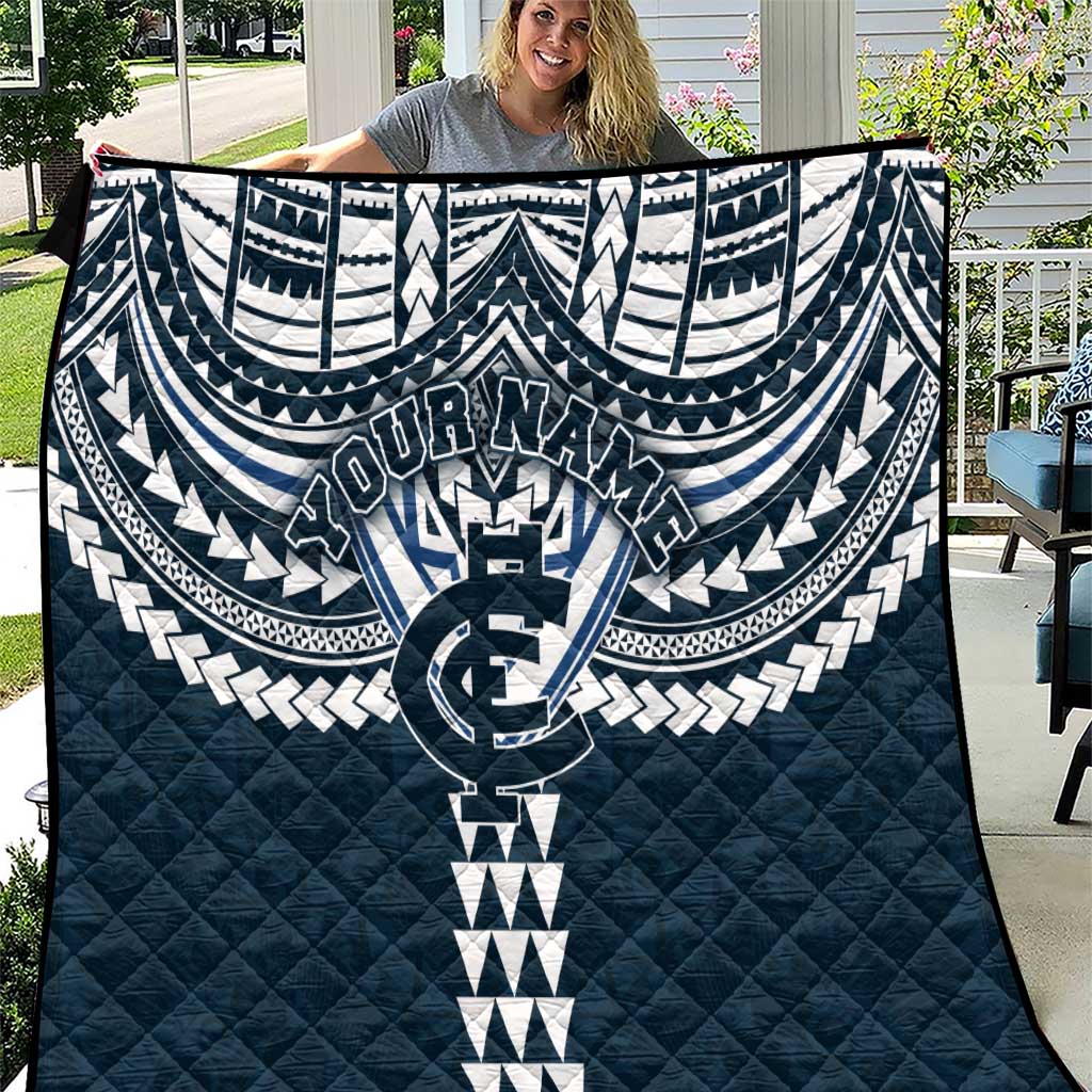 Personalized Carlton Blues Quilt Polynesian Tribal Pattern Heritage Football