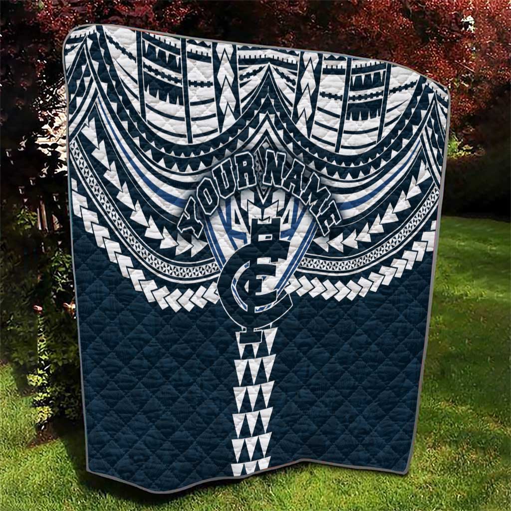 Personalized Carlton Blues Quilt Polynesian Tribal Pattern Heritage Football