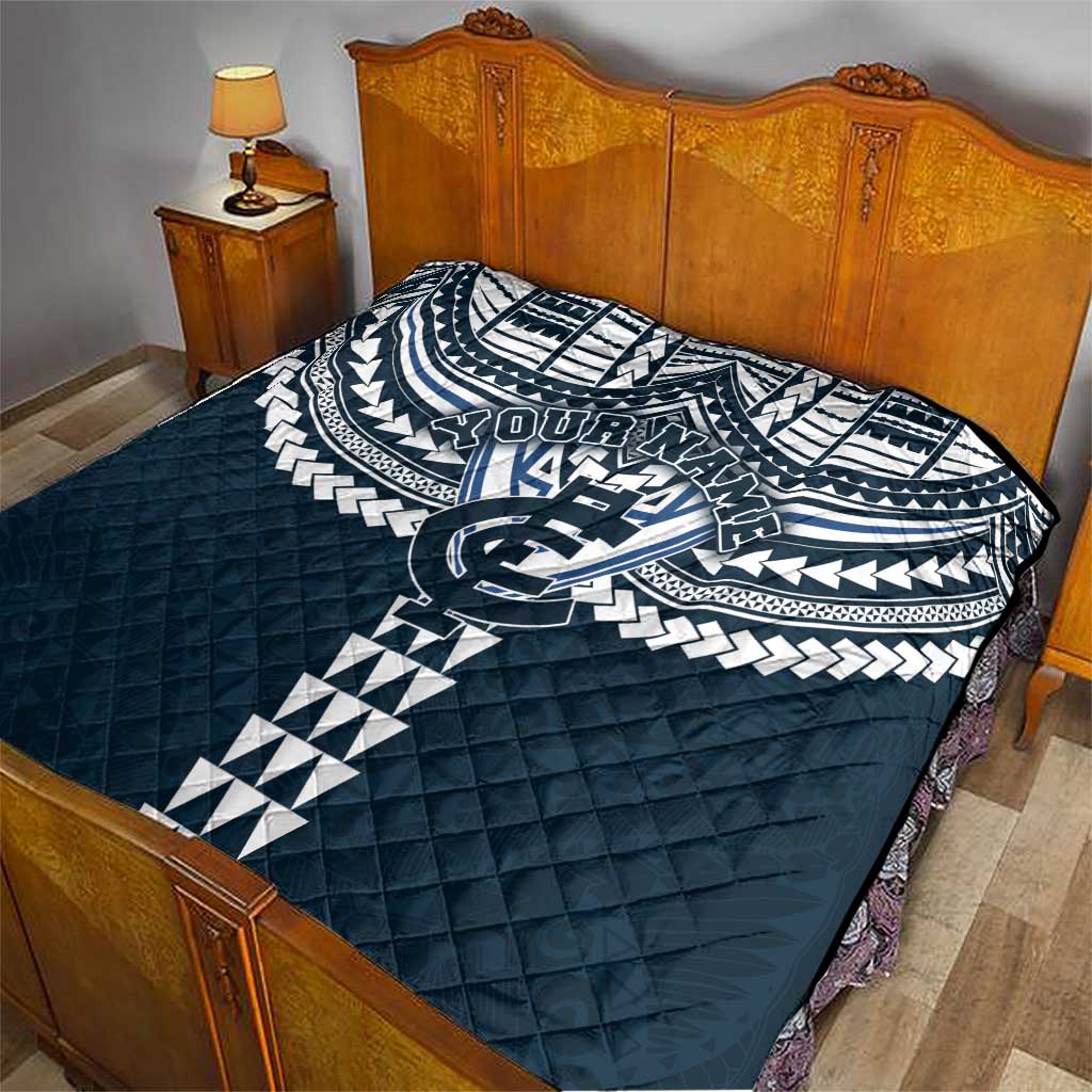 Personalized Carlton Blues Quilt Polynesian Tribal Pattern Heritage Football