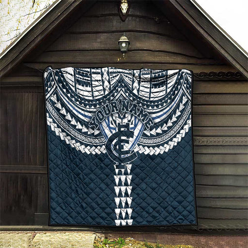 Personalized Carlton Blues Quilt Polynesian Tribal Pattern Heritage Football