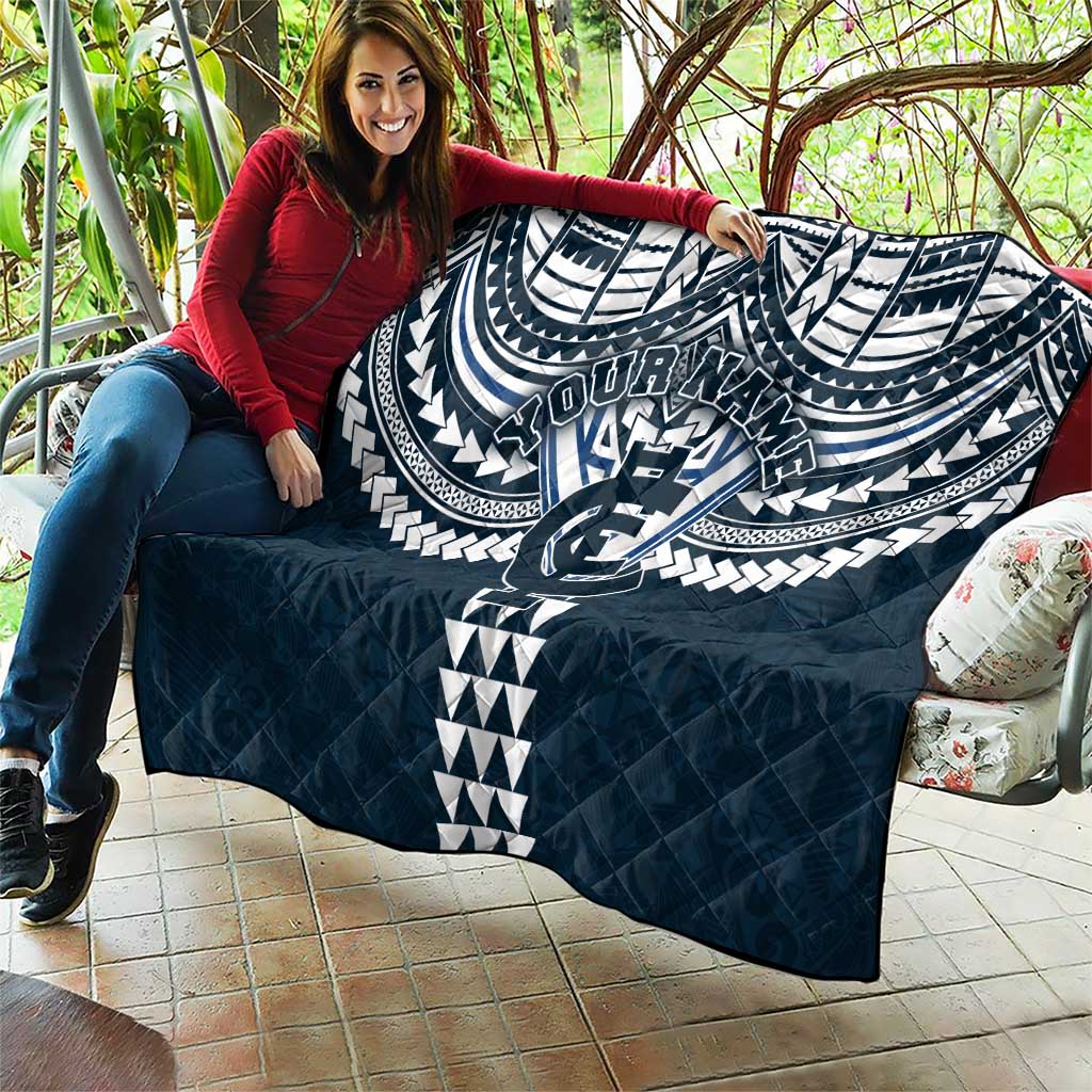 Personalized Carlton Blues Quilt Polynesian Tribal Pattern Heritage Football