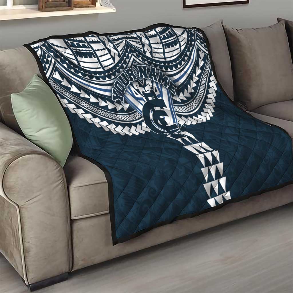Personalized Carlton Blues Quilt Polynesian Tribal Pattern Heritage Football
