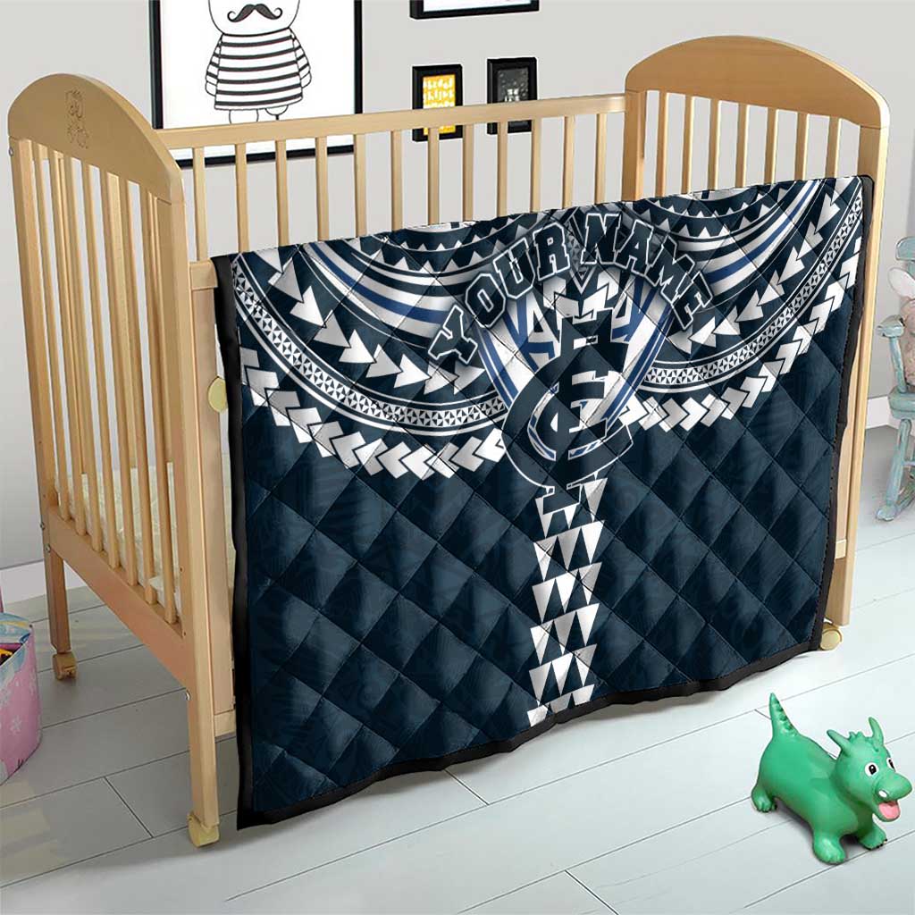 Personalized Carlton Blues Quilt Polynesian Tribal Pattern Heritage Football